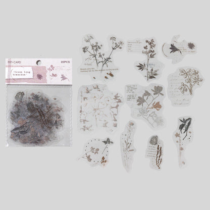 Fuzzy Floral Vintage Journaling Stickers