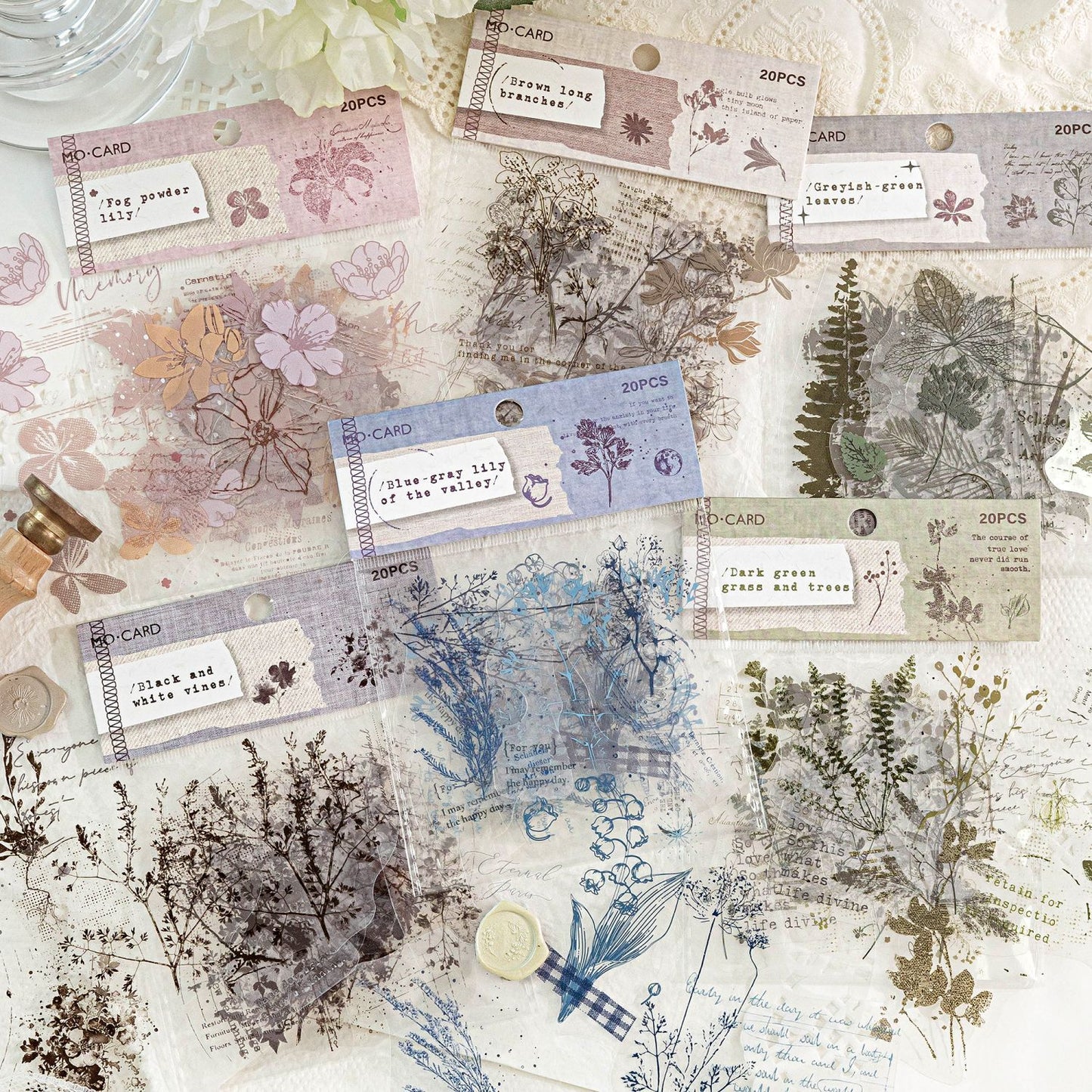 Fuzzy Floral Vintage Journaling Stickers