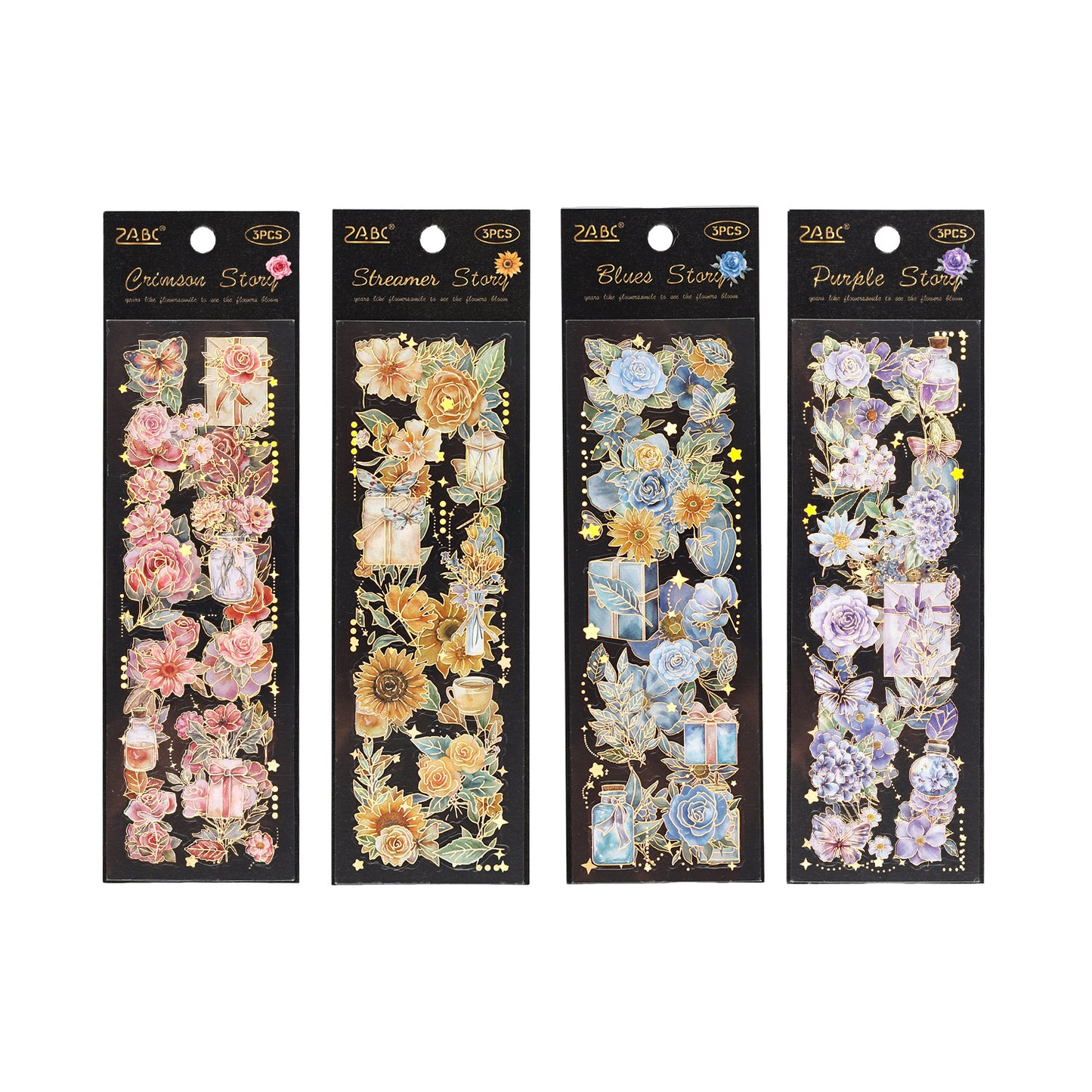 Floral Story Gold Foiled Stickers