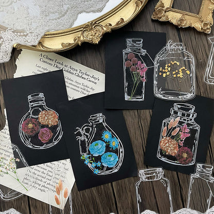 Love in Glass Bottle PET Stickers Set