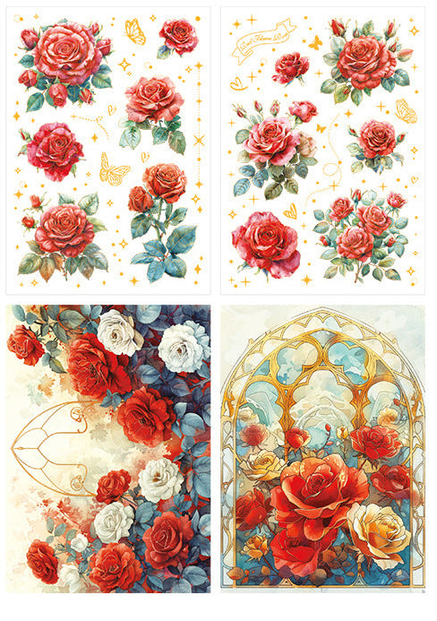 Rose Blooming PET Sticker Set