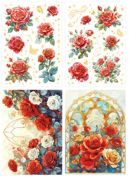 Rose Blooming PET Stickers Set