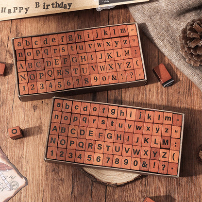 Alphabet and Number Wooden Stamp Box