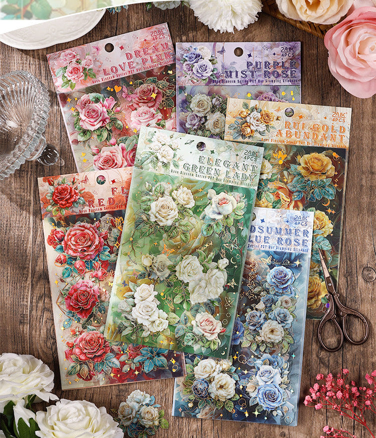 Rose Blooming PET Sticker Set