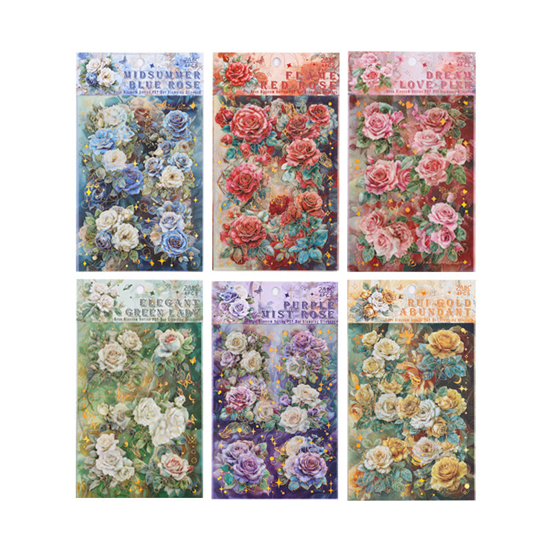 Rose Blooming PET Sticker Set