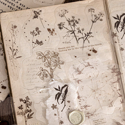 Fuzzy Floral Vintage Journaling Stickers