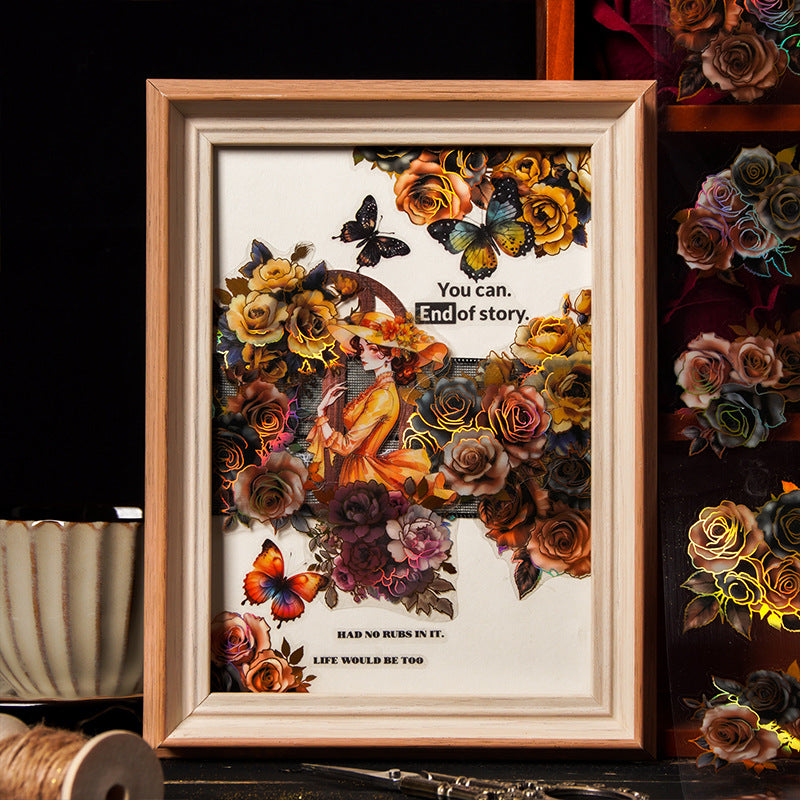 Dark & Gold Floral Washi Tape