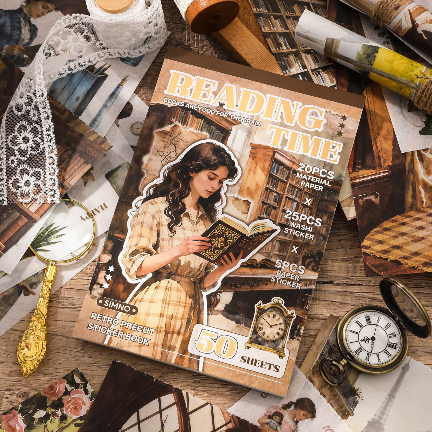 Reading Time Retro Sticker Book